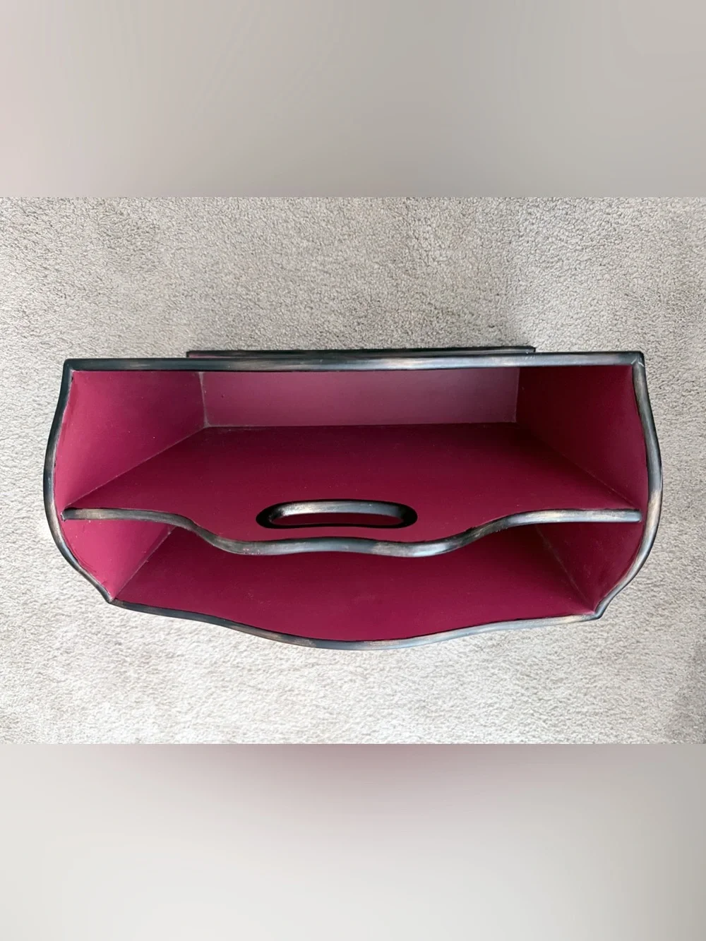 Vintage Style Red Floral Paisley Wooden Magazine Rack Organizer